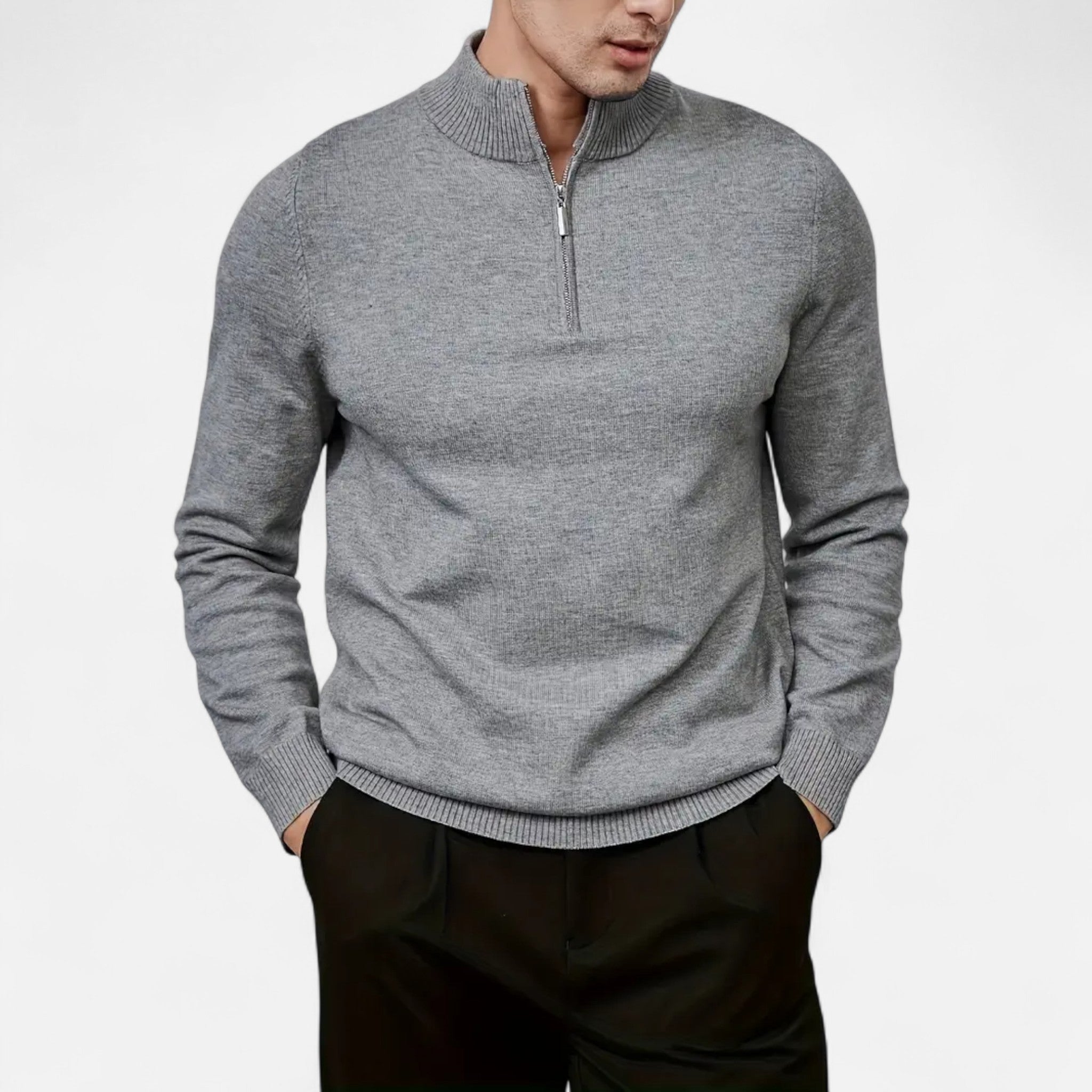 Marquiet Club | Men’s Knitted Funnel Neck Zip Sweater