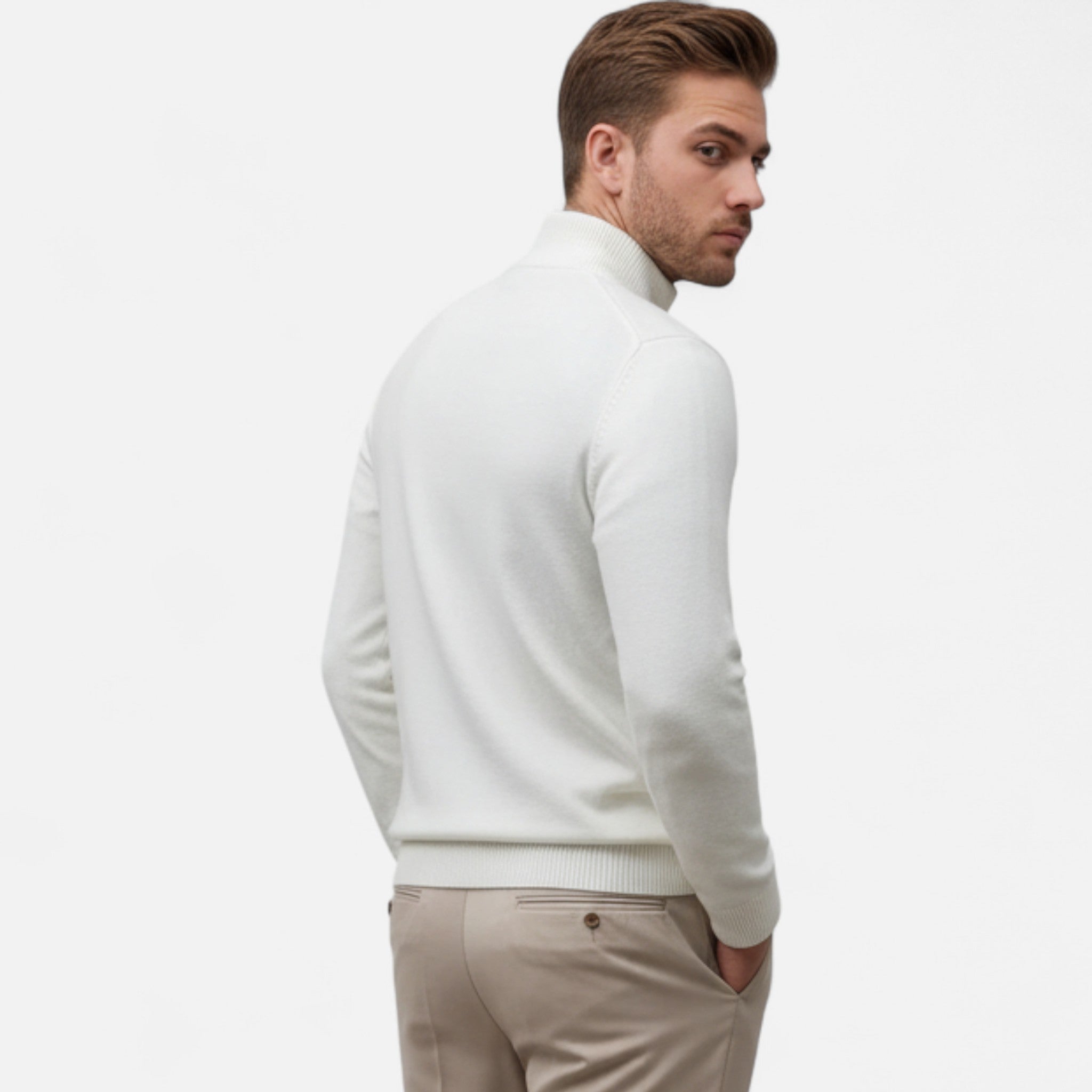Marquiet Club | Men’s Knitted Funnel Neck Zip Sweater