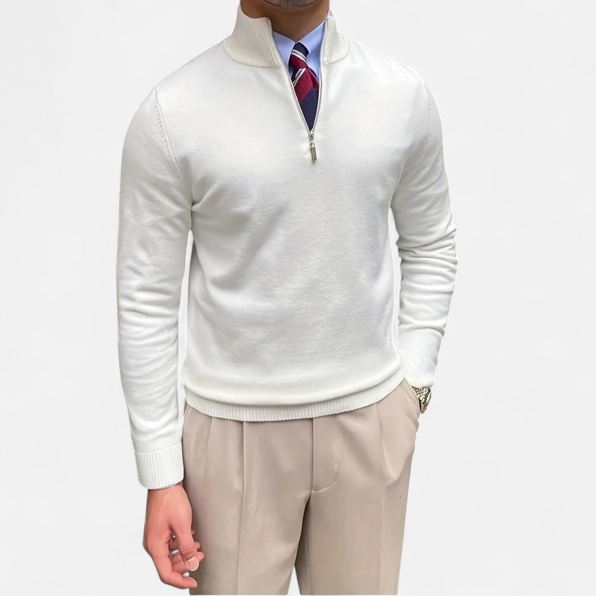 Marquiet Club | Men’s Knitted Funnel Neck Zip Sweater