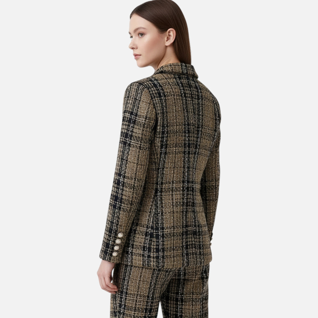Marquiet Club | Women’s Checkered Tweed Blazer