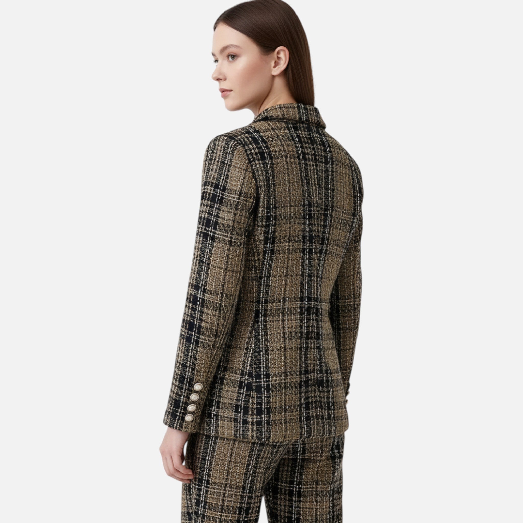 Marquiet Club | Women’s Checkered Tweed Blazer