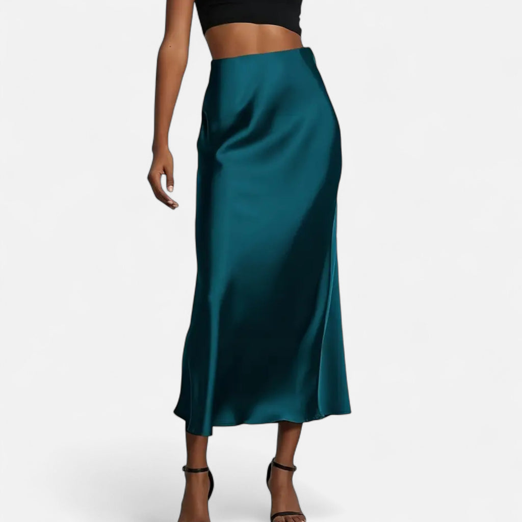 Marquiet Club | Women’s High-Waist Satin Midi Skirt