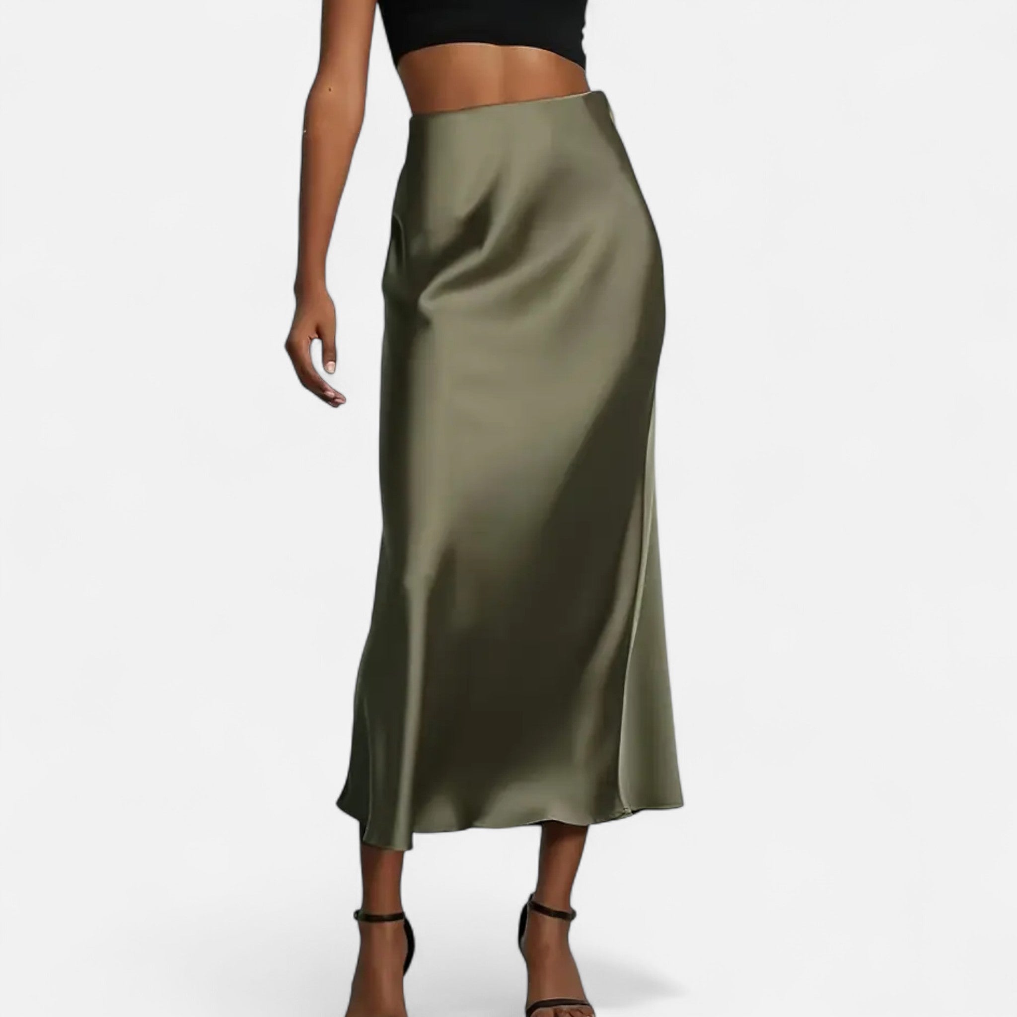 Marquiet Club | Women’s High-Waist Satin Midi Skirt