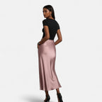 Marquiet Club | Women’s High-Waist Satin Midi Skirt