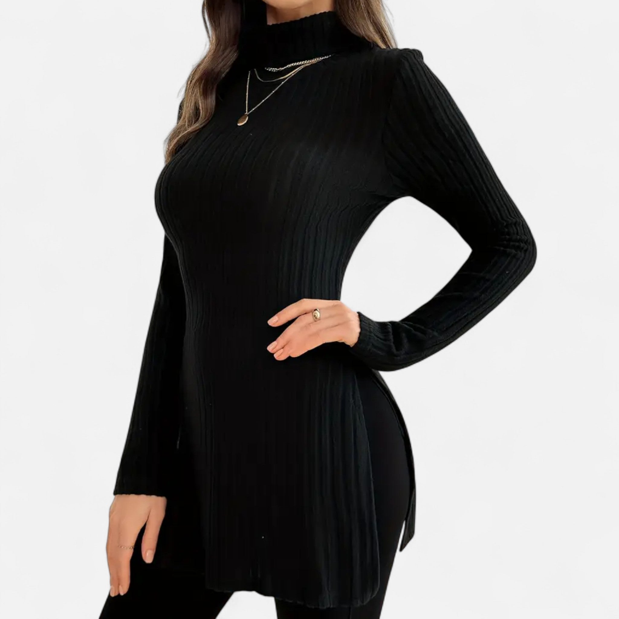 Marquiet Club | Women’s High-Neck Ribbed Sweater