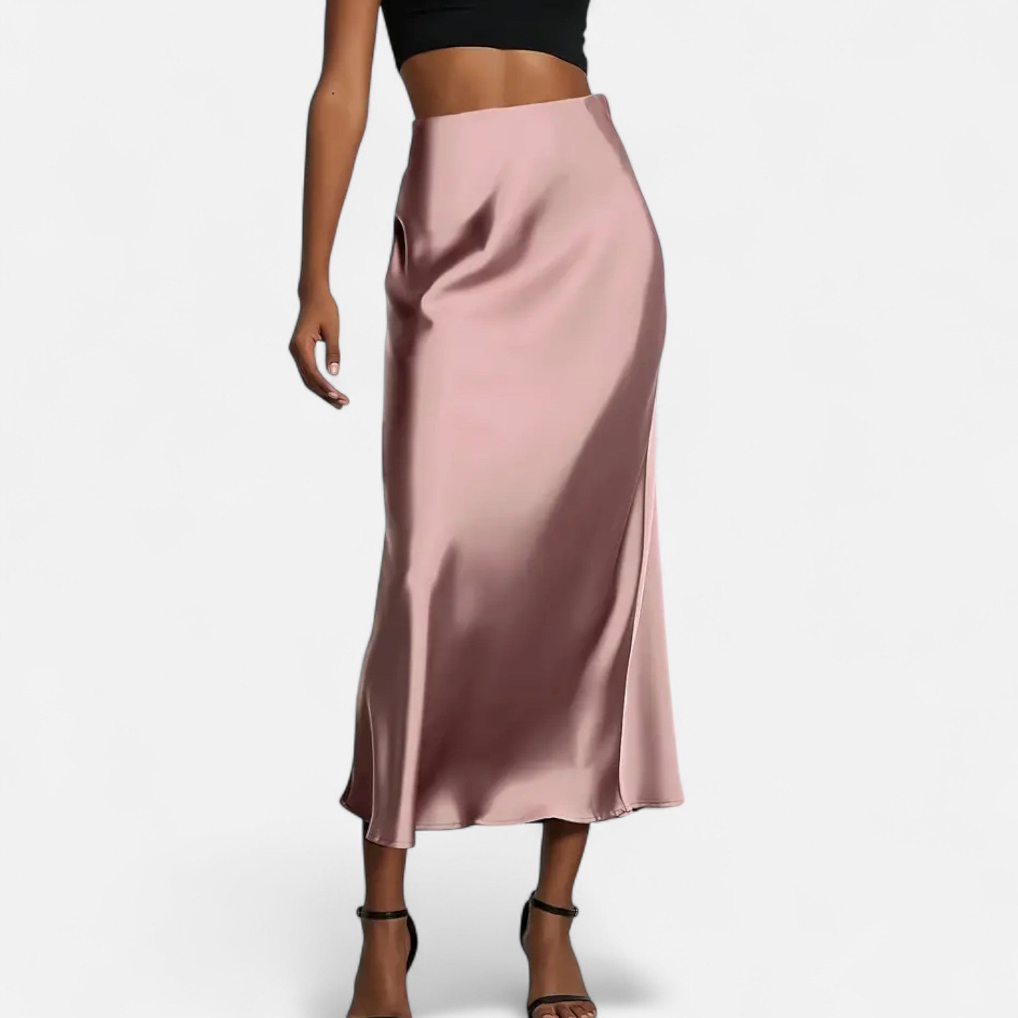 Marquiet Club | Women’s High-Waist Satin Midi Skirt