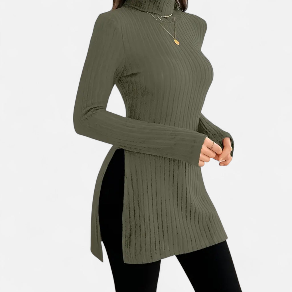 Marquiet Club | Women’s High-Neck Ribbed Sweater