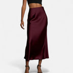 Marquiet Club | Women’s High-Waist Satin Midi Skirt
