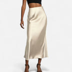 Marquiet Club | Women’s High-Waist Satin Midi Skirt