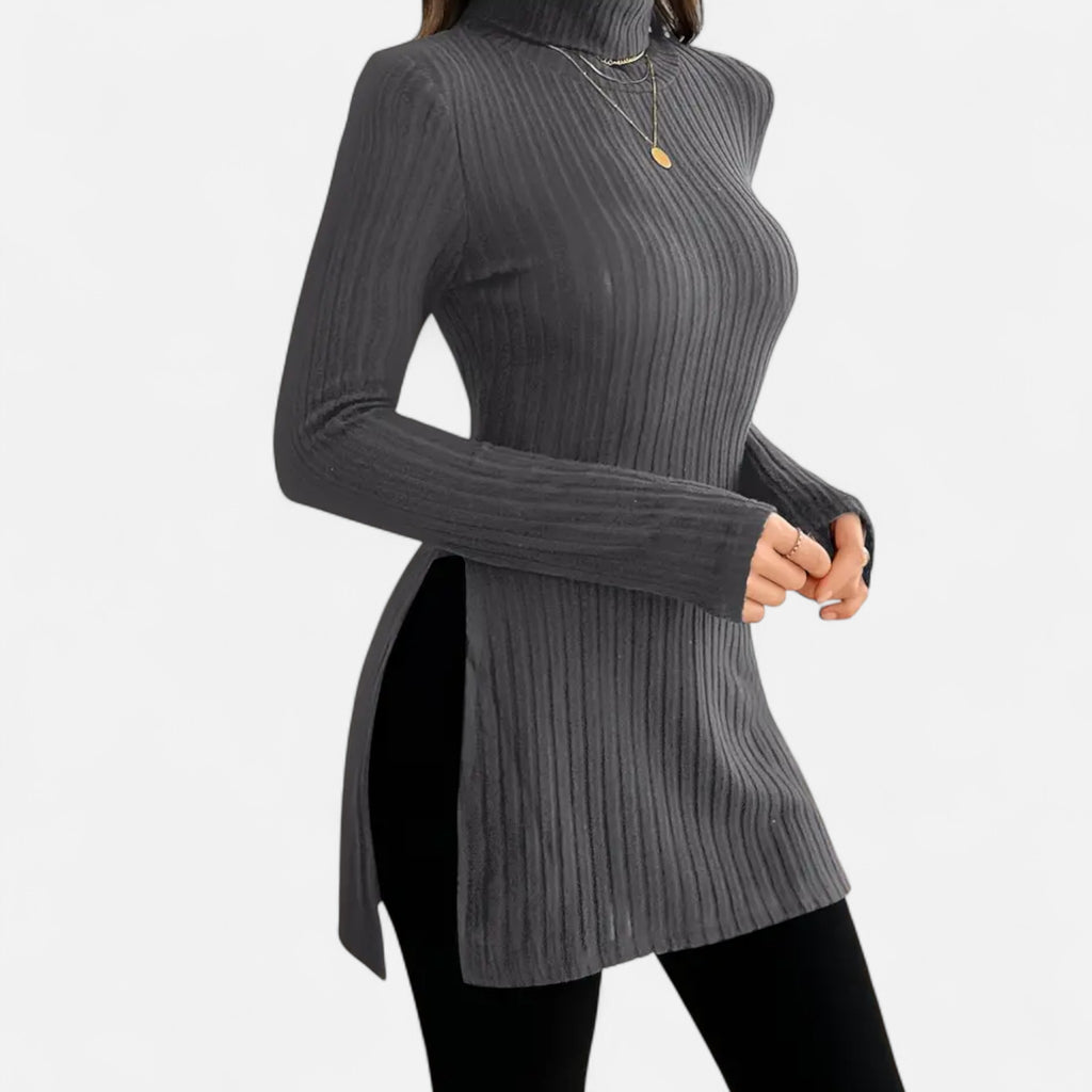 Marquiet Club | Women’s High-Neck Ribbed Sweater