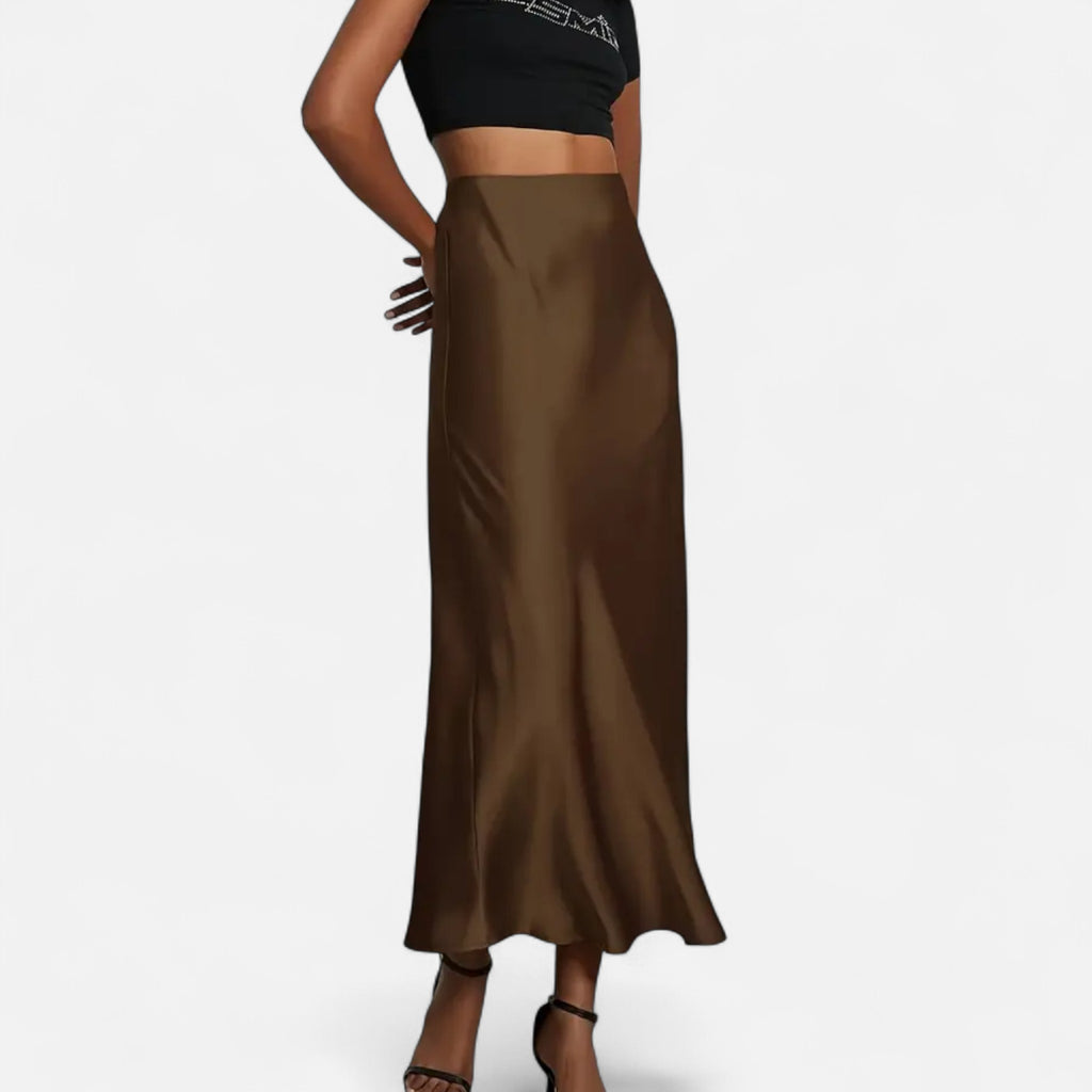 Marquiet Club | Women’s High-Waist Satin Midi Skirt