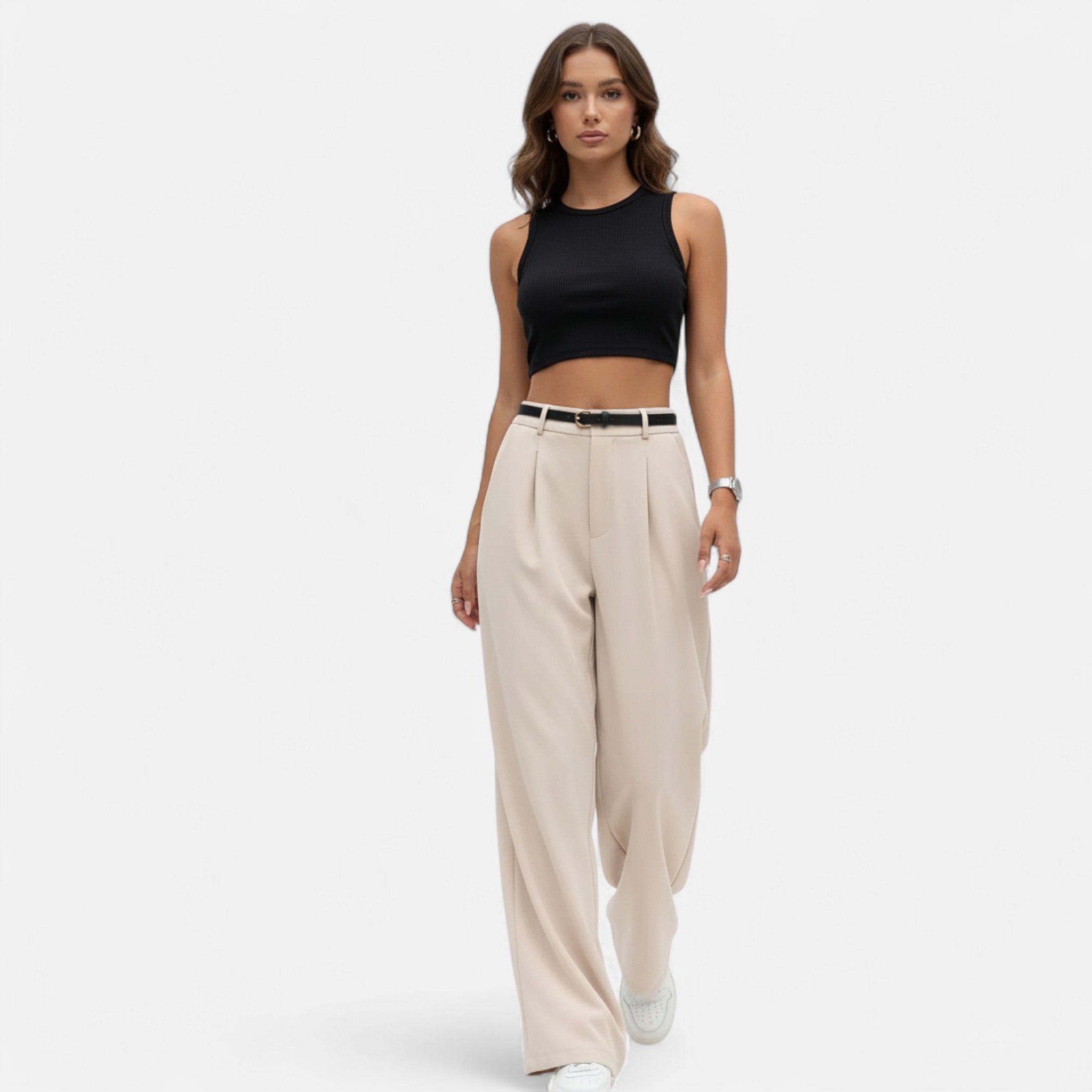 Marquiet Club | Women’s High-Waisted Wide-Leg Trousers