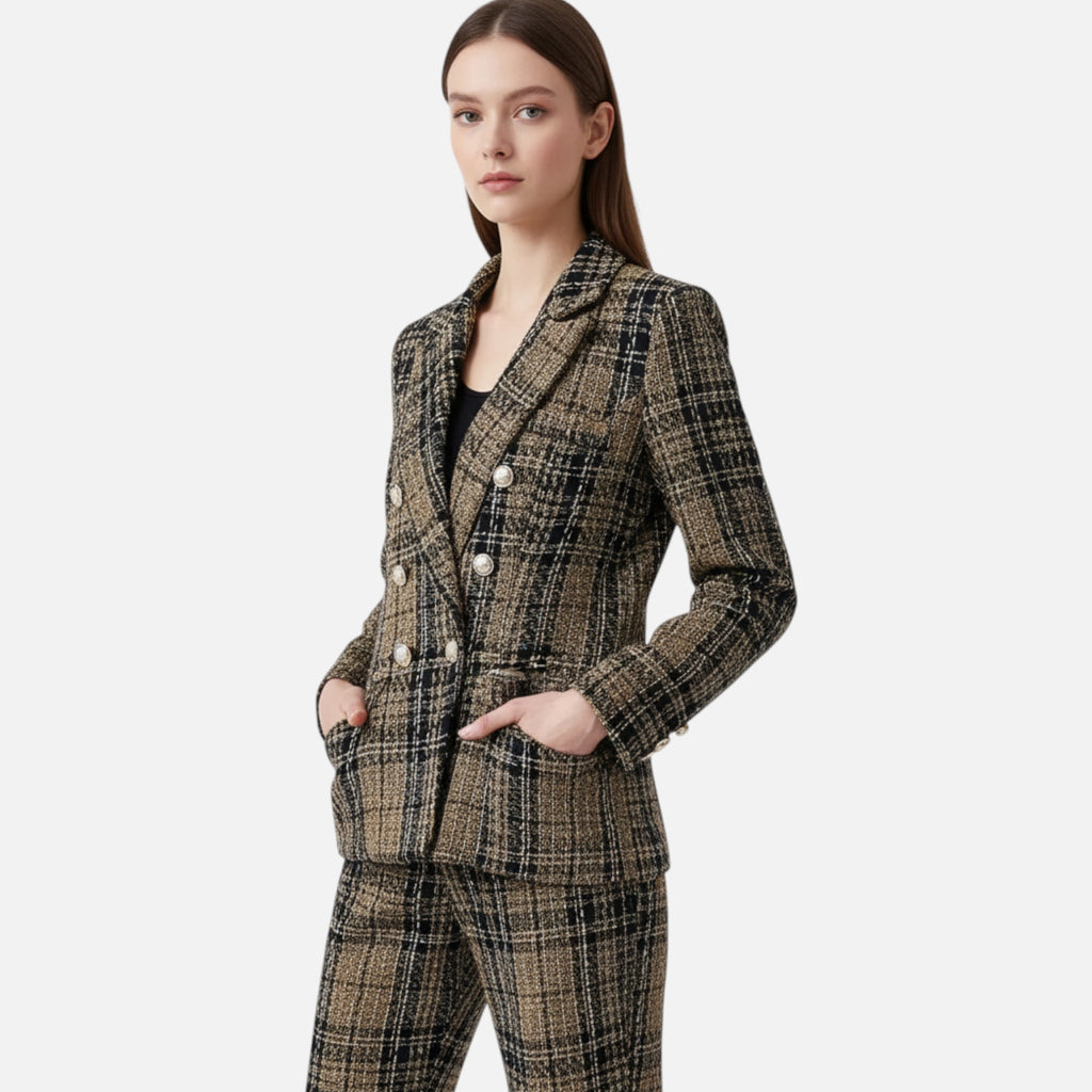 Marquiet Club | Women’s Checkered Tweed Blazer