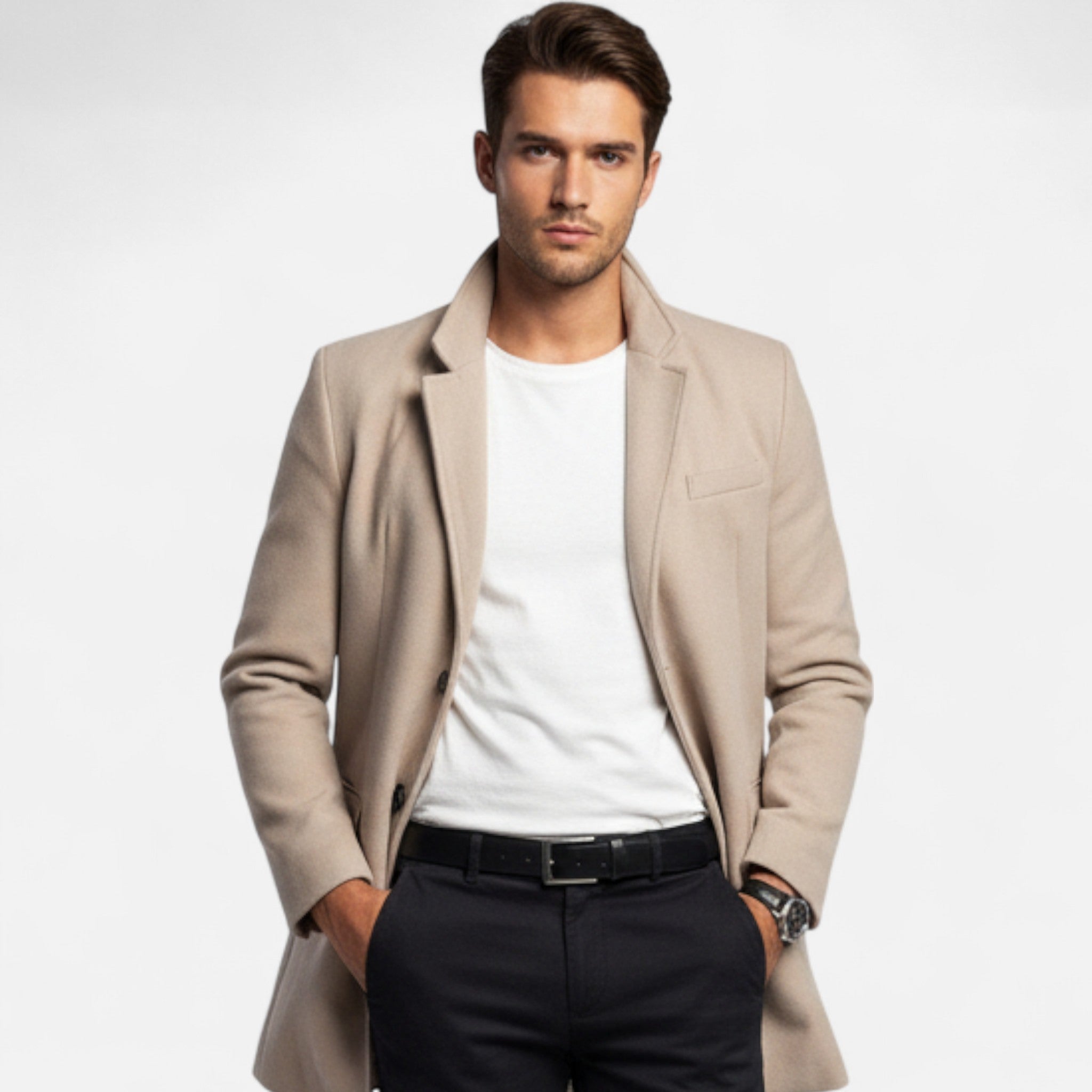 Marquiet Club | Men’s Single-Breasted Wool Overcoat