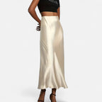 Marquiet Club | Women’s High-Waist Satin Midi Skirt