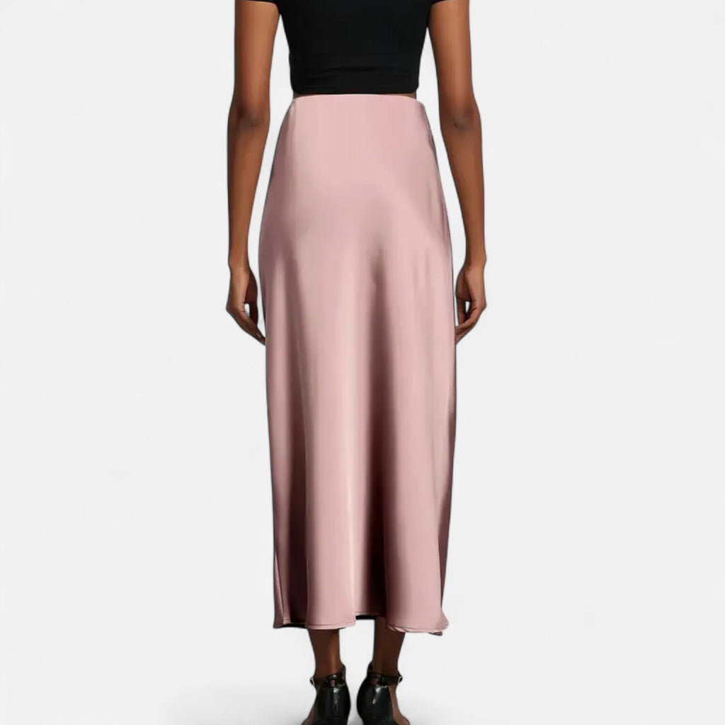 Marquiet Club | Women’s High-Waist Satin Midi Skirt