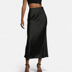 Marquiet Club | Women’s High-Waist Satin Midi Skirt