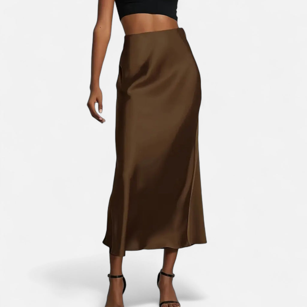 Marquiet Club | Women’s High-Waist Satin Midi Skirt
