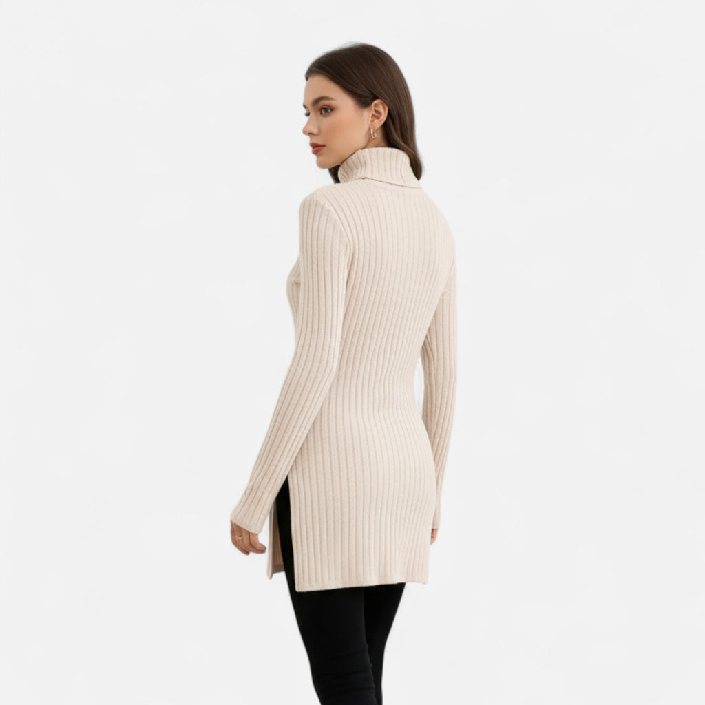 Marquiet Club | Women’s High-Neck Ribbed Sweater