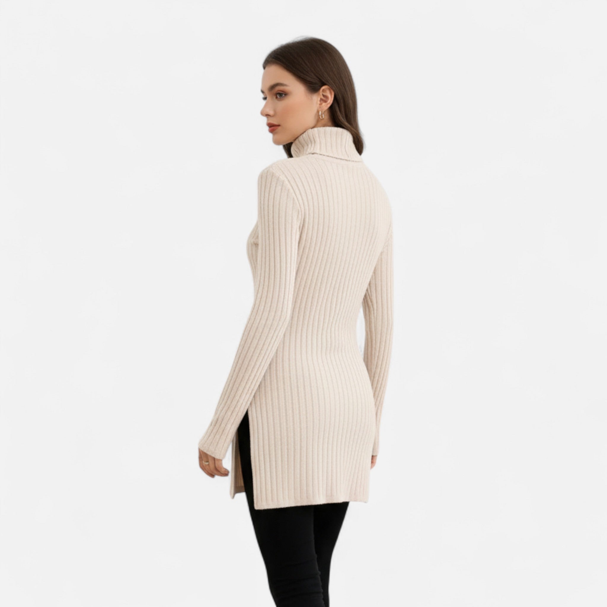 Marquiet Club | Women’s High-Neck Ribbed Sweater