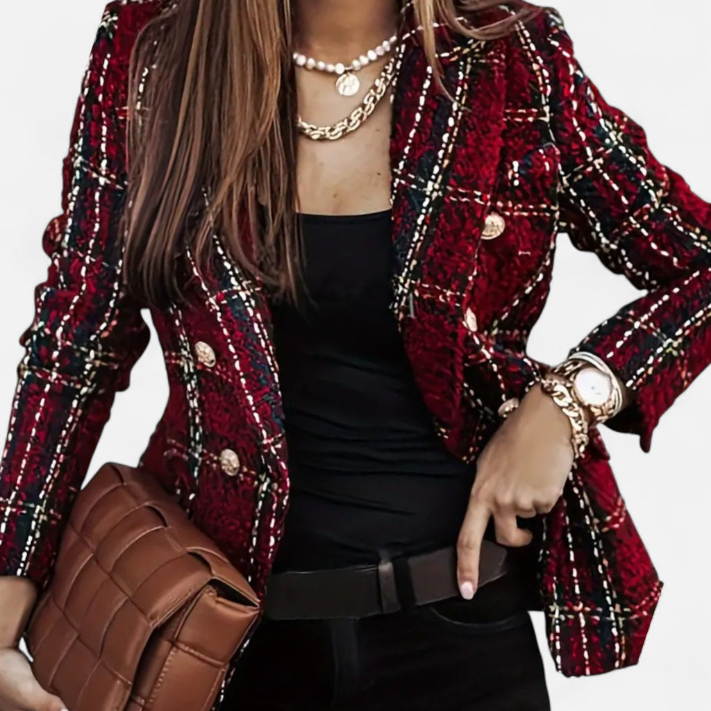 Marquiet Club | Women’s Checkered Tweed Blazer